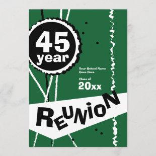 Green 45 Year Class Reunion Invitation