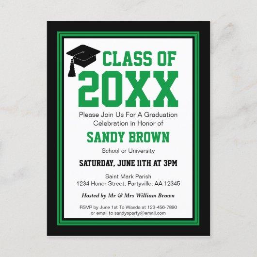 Green and Black Class Year Graduation Invitation