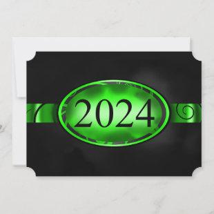 Green and Black Floral Button 2024 Card