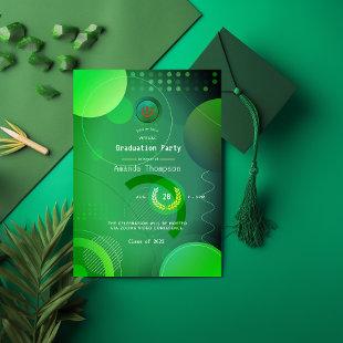 Green and Black Geometric Virtual Graduation Party Invitation