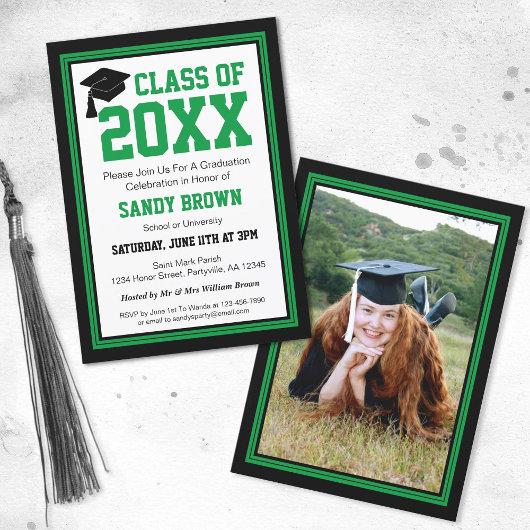 Green and Black Photo Graduation Party Invitation