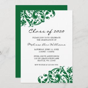 Green and Black Swirl Graduation Announcement