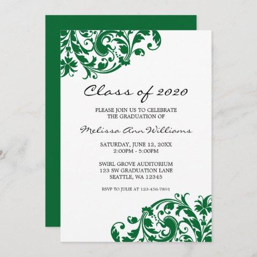 Green and Black Swirl Graduation Announcement