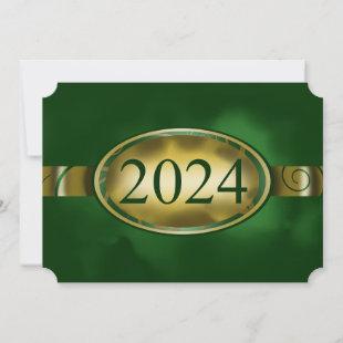 Green and Gold Floral Button 2024 Card
