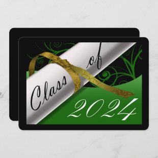 Green and Gold Graduation Party Invitation