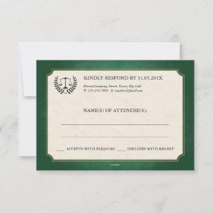 Green and Gold Law Firm/Law School Graduation RSVP Invitation