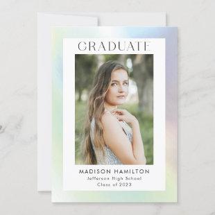 Green and Purple Holographic Photo Graduation Announcement