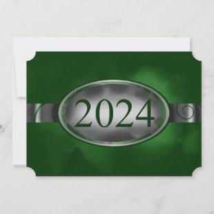 Green and Silver Floral Button 2024 Card