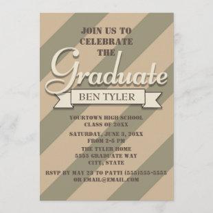 Green and Tan Camo Graduation Party Invitation