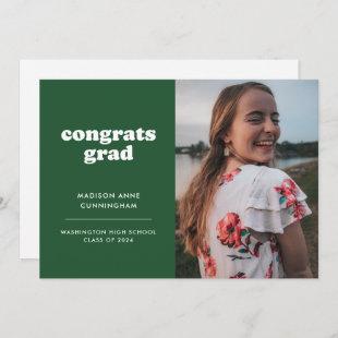 Green and White Congrats Grad Two Photo Graduation Announcement
