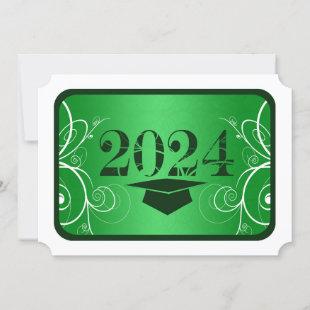 Green and White Frame Graduation Invitation