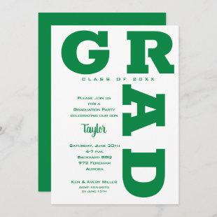 Green and White Graduation Party Invitation