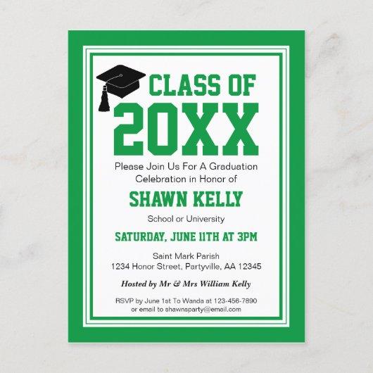 Green and White Graduation Party Invitation Postcard