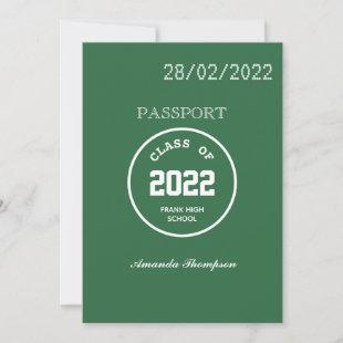 Green and White Graduation Passport Photo Invitation