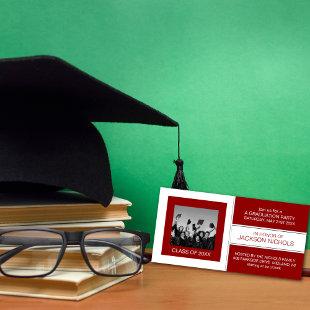 Green and White Graduation Photo Cards