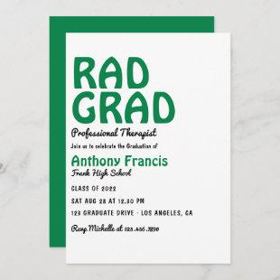 Green and White Retro Virtual Graduate Party Invi Invitation