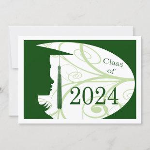 Green and White Silhouette 2024 Card