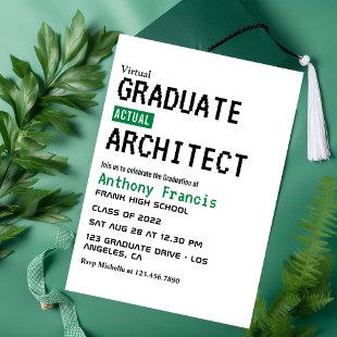 Green and White Virtual Graduation Invitation