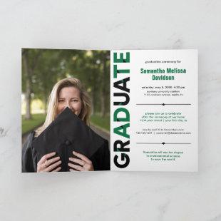 Green Big Bold Angle-Cut Letters Graduation Invitation