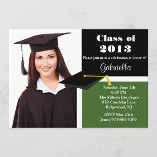 Green & Black Photo Graduation Invitation