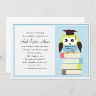 Green/Blue Owl Graduation Party Invitation