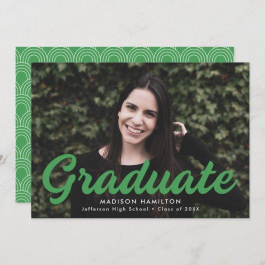 Green | Bold Script Photo Graduation Party Invitation