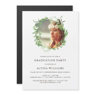 Green Botanical Wreath | Graduation Party Magnetic Invitation