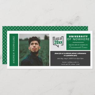 Green Boxes & Photo Wide Graduation Invitation