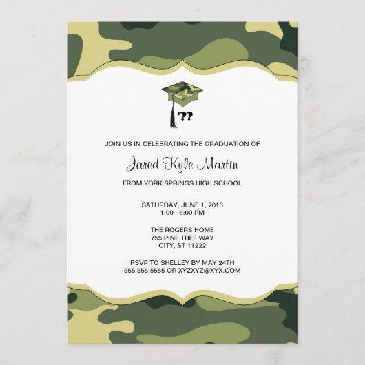 Green Camo Graduation Ceremony or Party Invites