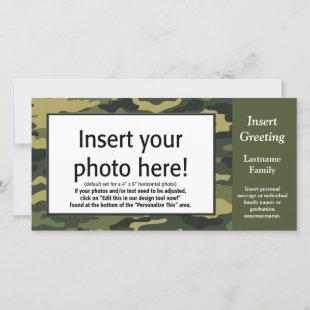 Green Camo Photo Greeting Holiday Card