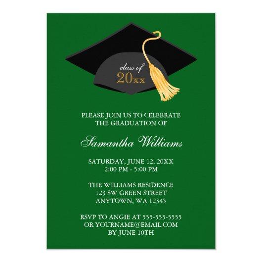 Green Cap and Tassel Graduation Announcement