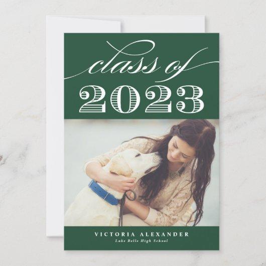 Green Class of 2023 Classic Typography Graduation Invitation
