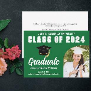 Green Class of 2024 Graduate Bold Graduation Party Announcement