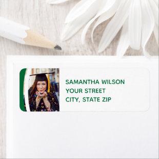Green Curved Frame Photo Graduation Label