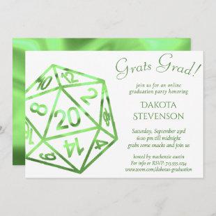 Green D20 | Fantasy Tabletop RPG Online Graduation Invitation