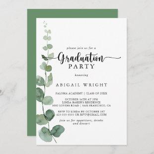 Green Delight Eucalyptus Graduation Party Invitation