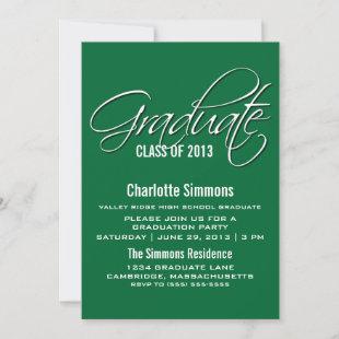 Green Elegant Script Graduation Invite