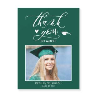 Green Elegant Script Simple Graduation Thank You