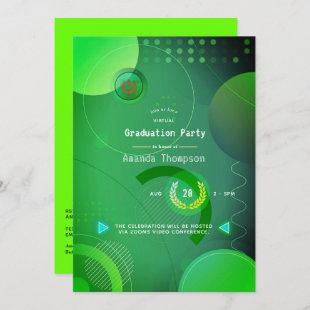 Green Geometric Virtual Graduation Party Invitation