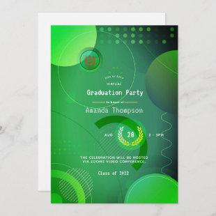Green Glow Geometric Virtual Graduation Party Invitation