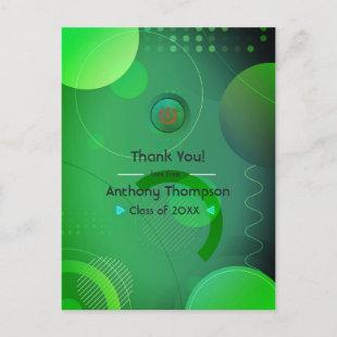 Green Glow Geometric Virtual Graduation Thank You Postcard