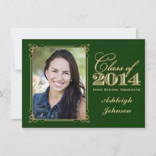 Green, Gold Class of 2014 Photo Graduation Invite