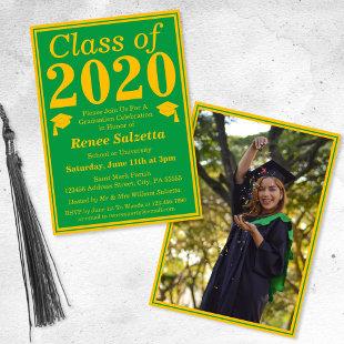 Green Gold Class of 2024 Graduation Photo Invitation