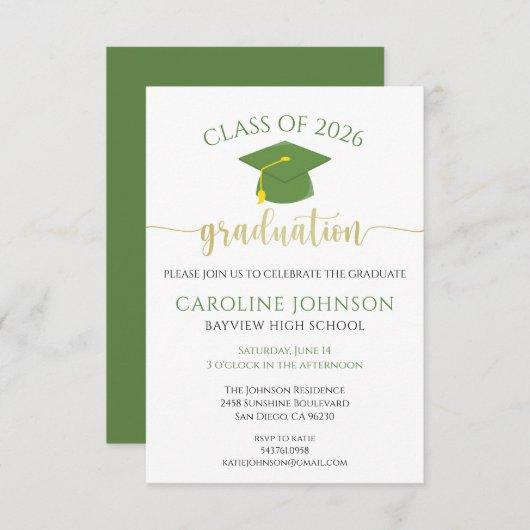 Green & Gold Class of Graduation Party Invitation