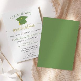 Green & Gold Class Of Graduation Party Invitation
