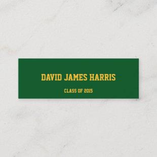 Green gold collegiate graduation insert name card