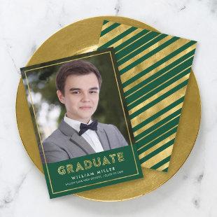 Green Gold Geometric Photo Graduation Announcement