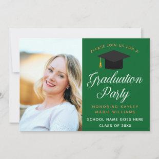 Green Gold Graduate Photo 2024 Graduation Party Invitation