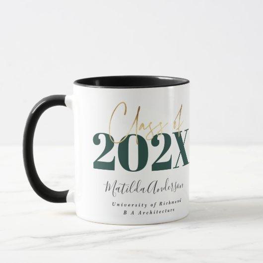 green gold graduation elegant script modern mug