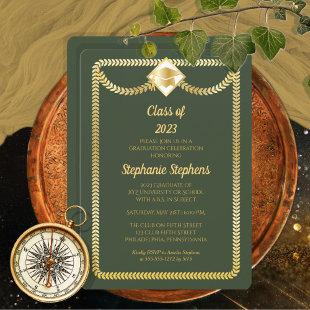 Green | Gold Serpentine Graduation Party Invitation